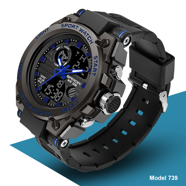 SANDA 2022 Sports Military Men's Watches Waterproof Dual Display Quartz Watch Men Wristwatch For Male Clock Relogios Masculino