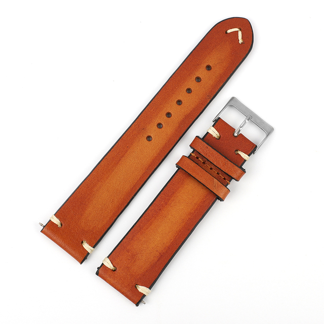 Genuine Leather Watchband 18mm 20mm 22mm 24mm Handmade Stitching Bottom With Lychee Pattern Watch Strap Replacement Strap