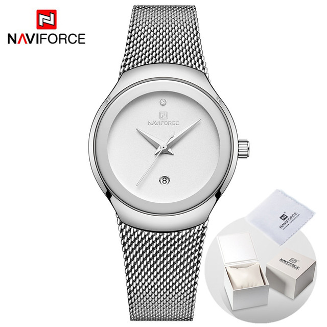 NAVIFORCE Luxury Women's Watches, Luxury Ladies Stainless Steel Watches Water Resistant Casual Rose Gold Quartz Band Watches