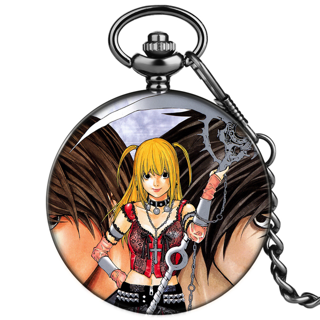 Classic Male Female Cartoon Character Pattern Creative Quartz Pocket Watch With Thick Chain Unisex Birthday Watches For Friend