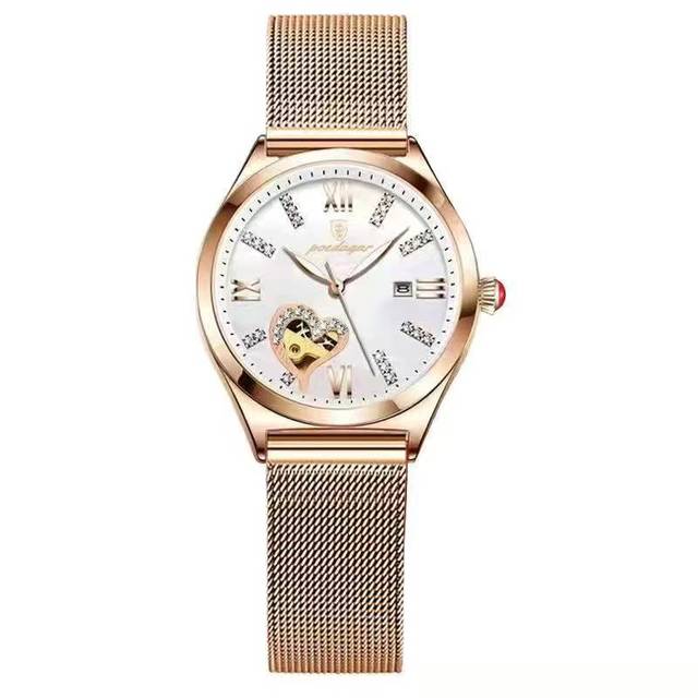 Swiss Brand POEDAGAR 2022 Fashion Women's Watch Stainless Steel Mesh Rose Gold Luxury Waterproof Luminous Ladies Quartz Watches