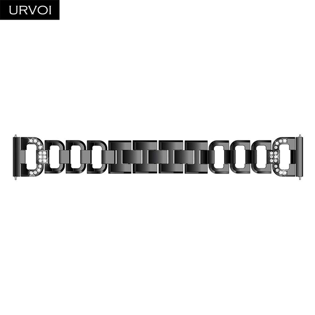 URVOI Band for Galaxy Watch Active 42 46mm S3 D Style Stainless Steel Strap Cuff Fold Over Clasp Zircon Quick Release Pins Wrist