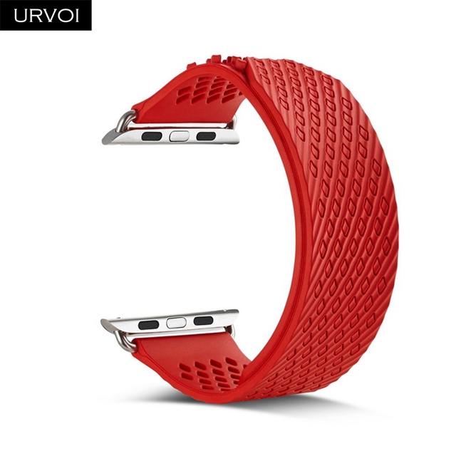 URVOI Fluorelastomer Band for Apple Watch Series 7 6 SE 5 432 Strap for iWatch Soft Silicone Replacement Sport Band No Buckle