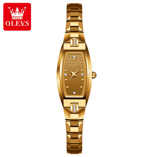 OLEVS Luxury Brand Red Tungsten Steel Wrist Watches Women Fashion Waterproof Quartz Wristwatch Casual Lady Female Wristwatch