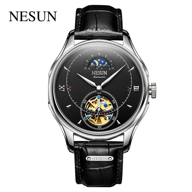 NESUN Automatic Mechanical Watch Luxury Fashion Sport Tourbillon Wristwatch Men Waterproof Hollow Out Energy Storage Clock