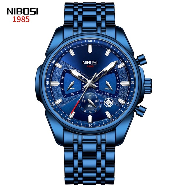 NIBOSI Mens Watches Luxury Brand Waterproof Wristwatch Chronograph Quartz Watch for Men Automatic Date Relogio Masculino