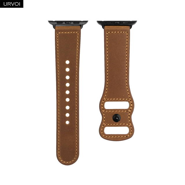 URVOI Leather Strap for Apple Watch Series 7 6 SE 5 4 3 2 Sports Hand-made Wrist Strap Double Holes Pin for iWatch 40 41 44 45mm