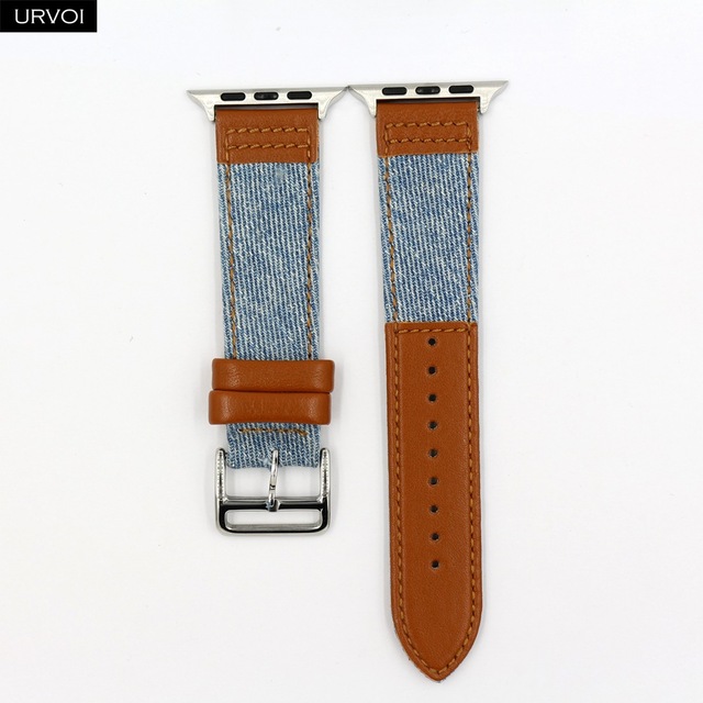 URVOI Jeans Strap for Apple Watch 7 6 SE 5 4 Leather Strap Jean Canvas Durable iwatch Wrist Strap Compatible Adapters