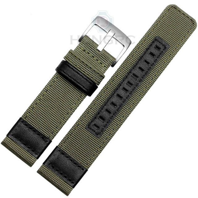 Nylon Watch Straps for Samsung Gear S3 S2 Black and Green Coffee Watch Strap Classic Stainless Steel Band Black Silver Buckle