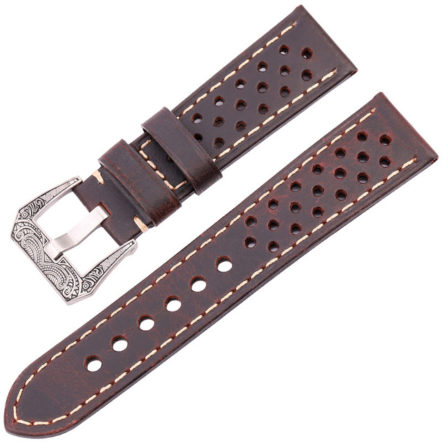 Cowhide Leather Band Watch Bracelet 20mm 22mm 24mm For Huawei Samsung Galaxy Watch 4 3 Strap Brown Black Green Coffee Watches