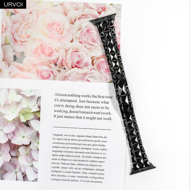 URVOI Band for Apple Watch Series 7 6 SE 5 4 3 2 1 Ceramic Slim Strap for iWatch Rhombus Design Butterfly Buckle 38 40 42 44mm