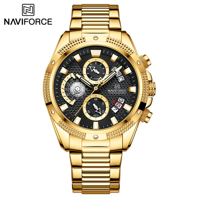 NAVIFORCE Men's Sport Watch Wristwatch Luxury Brand Military Chronograph Stainless Steel Male Quartz Watch Gift 8021