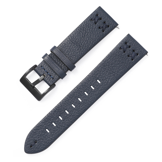 20mm 22mm Leather Watch Strap For Samsung Galaxy Watch 4 42mm 46mm Huawei Watch GT Black Buckle Wrist Watch Strap Bracelet