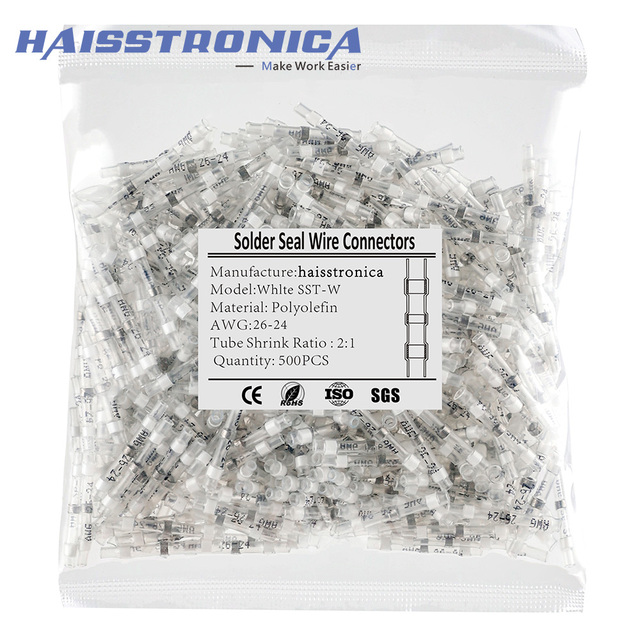 Haisstronica 250/500pcs Welding Wire Connectors Marine Grade Heat Shrink Wire Connectors Heat Shrink Butt Connectors