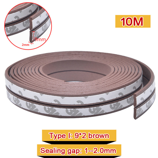 10M DIEP Door Type Weather Strip Self Adhesive Rubber Tape Foam Tape Window Dustproof Soundproof Insulation Tape