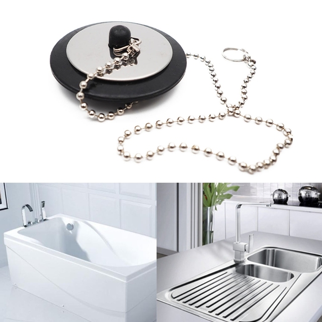 Rubber Basin Stopper with Basin Strainer Chain and Stopper Kitchen Barthroom Sink Drain Plug 1 Pack My26 21 Dropshipping