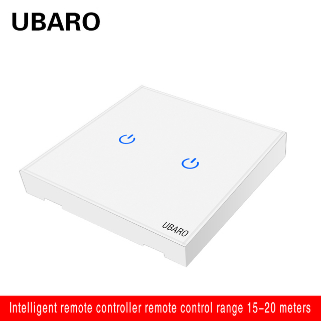 UBARO 86*86mm 433 RF Wireless Transmitter Controller Panel Tempered Glass Remote Manuel Button Without Battery 1/2/3 Gang