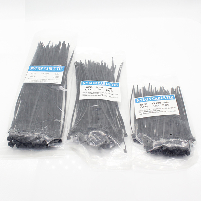 300pcs Nylon cable self-locking plastic wire zip ties set 3*100 3*150 4*200 MRO and industrial supply fasteners and cable hardware