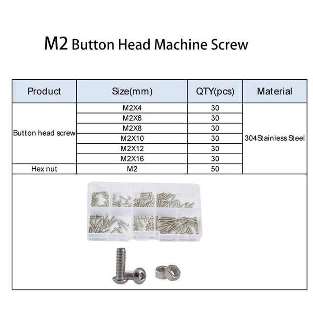 Hex Button Socket Head Cap Screw Nut Hexagon Metric Thread Machine Bolt Assortment Set 304 Stainless Steel M2 M3 M4 M5 M6