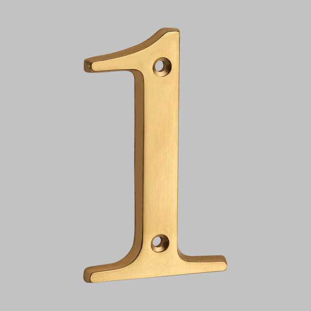 Solid Brass 4" 100mm Letters Modern House Number Apartment Door Numbers Home Number Mailbox Address Plates Sign Outdoor #0-9