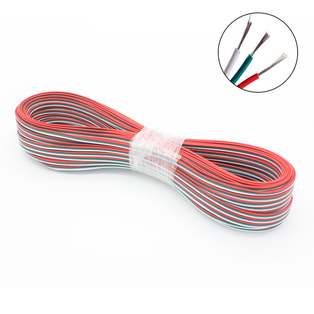 5V~24V 1~100M 2/3/ 4/5Pin 22 AWG Electrical Extension Wire Led Cable Connector For 5050 3528 5630 RGBW RGB CCT LED Strip