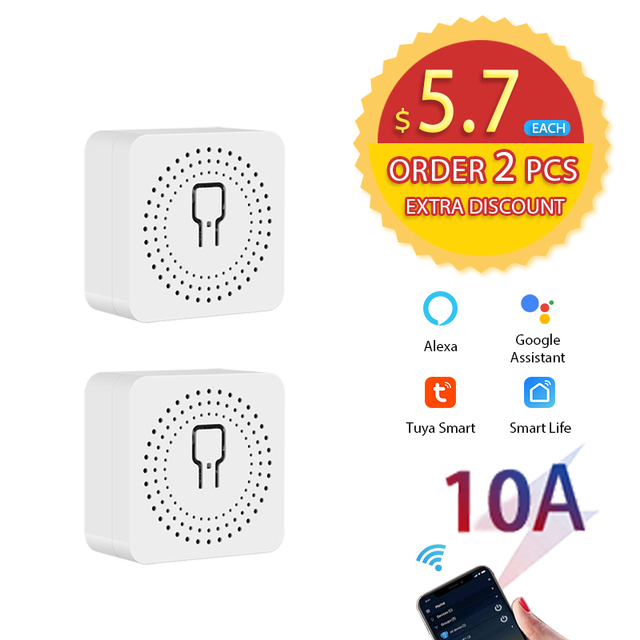 Avoir 1-5pcs Smart Life Circuit Breaker Tuya Switch Wifi Smart Home Socket Wireless Sensor Switch Mini Wifi Console 16A