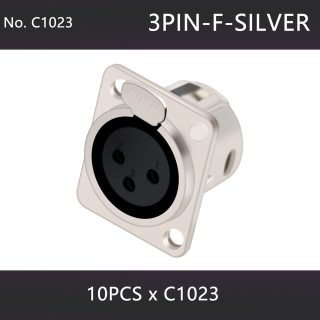 10pcs 3/4/5 Pins XLR Male Plug Female Socket Connector, Panel Mount, Zinc Alloy Shell Brass Connections, Silver and Black Housing