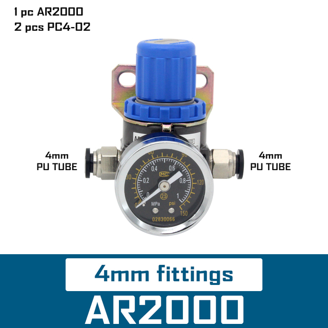 AR2000 1/4 ''هوائي صغير ضغط الهواء الإغاثة التحكم ضاغط منظم وحدات المعالجة صمام قياس المناسب