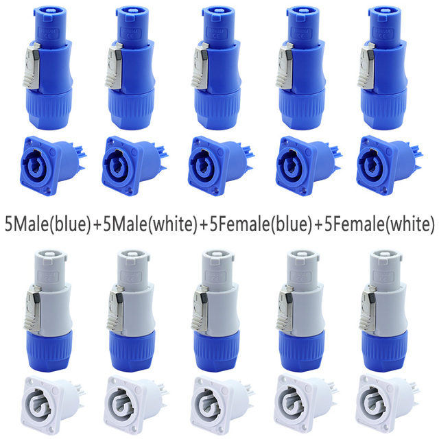 10pcs/lot 3 Pin AC Powercon Connector Male Plug NAC3FCA NAC3FCB AC Power Plug 20A/250V for Stage Light LED Screen Blue/White