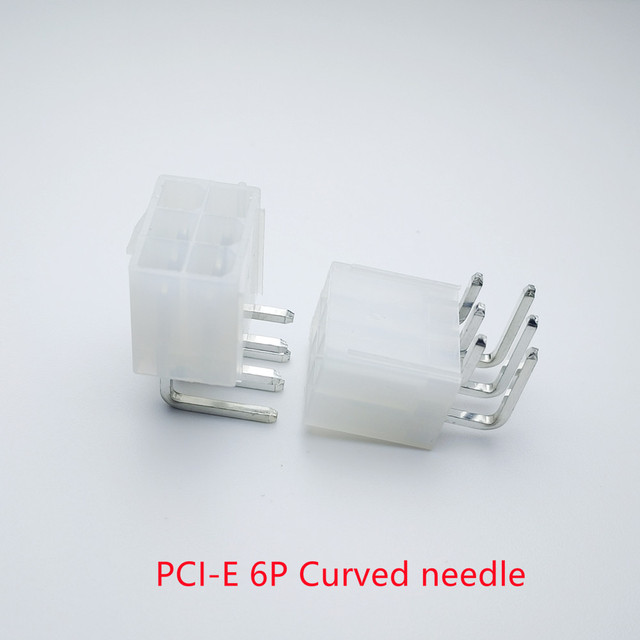 30pcs/1lot 4.2mm White 6P Female Socket Straight/Curved Needle for PC Computer ATX Graphics Card GPU PCI-E PCIe Power Connector