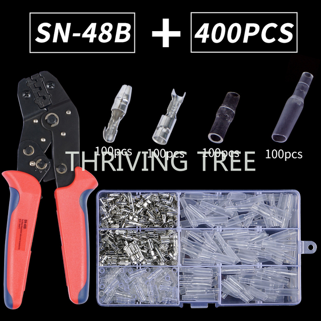 400/600pcs Bullet Termin Electrical Wire Connector Connector Kit SN48B Crimping Tool Crimp Terminals for Cars Automobiles Motorcycle