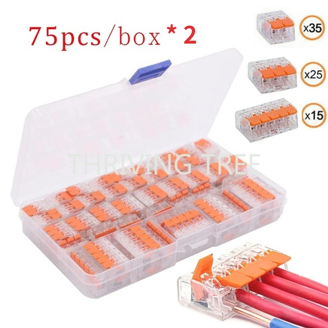 75pcs 221 Electrical Connectors Wire Block Clamp Cable Terminal Reusable Small Quick Home Connector Wire Terminal