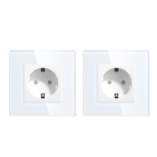 Bingobic Electrical Plugs EU Standard 16A Wall Socket Crystal Glass Panel Plug Electrical Outlet For Home Improvement