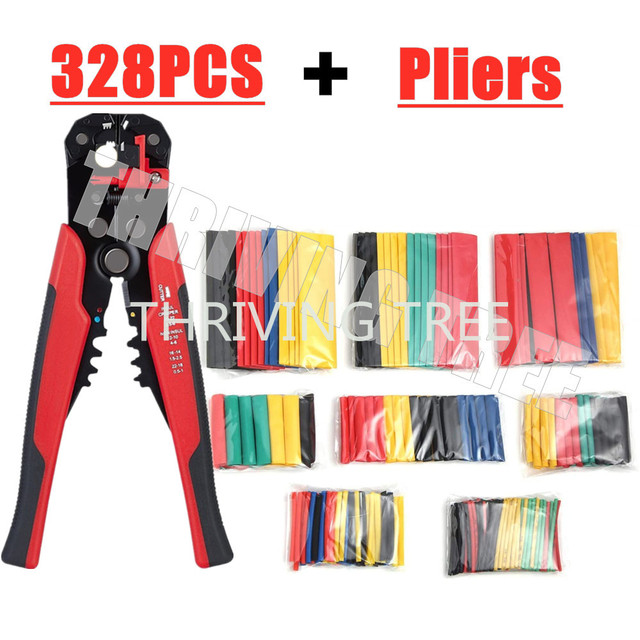 328/280pcs Insulated Spade Butt Loop Fork Loop Lugs Rolled Terminals Electrical Cable Crimp Connector Wire Stripper Plier