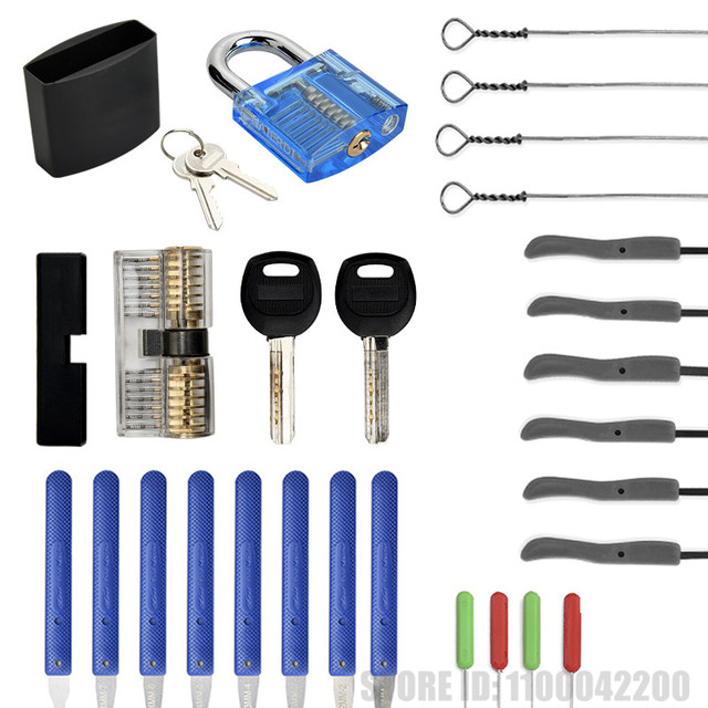 Supplier Locks Pick Tool Sets Transparent Visible Practice Lock Panels Kit With Broken Key Extractor Wrench Tool