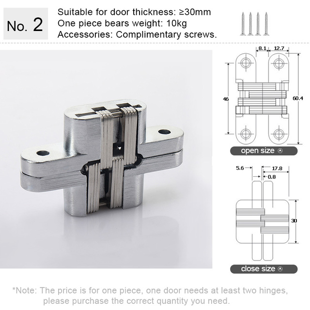 Hidden Hinge Invisible Folding Door Concealed Cross Hidden Hinges for Furniture Hardware Cabinet Folding Door Wooden Box Front