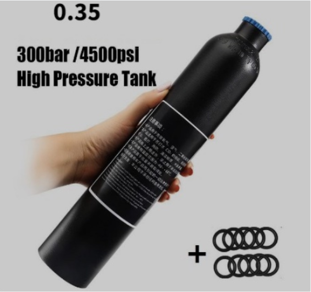 Aeronautic Aluminum Paintball PCP Cylinder Oxygen Tank Compressed Air Bottle without High Pressure Regula 0.25L/0.35L/0.45L/0.5L