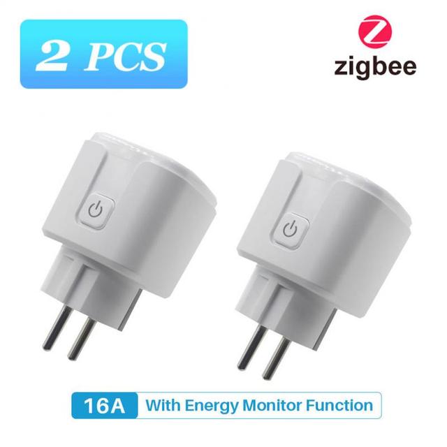 Tuya Zigbee Smart Plug 16A EU Socket with 110V 220V Power Monitoring Port Adapter APP Control Works with Alexa Google Home