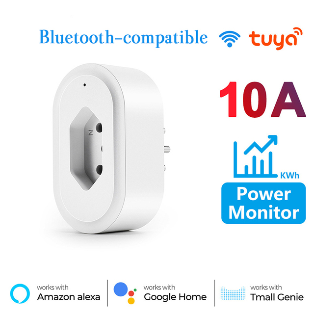 Aubess Brazil WiFi Smart Plug 16A Smart Socket with Timer Power Monitor SmartLife APP Voice Control Works for Google Home Alexa