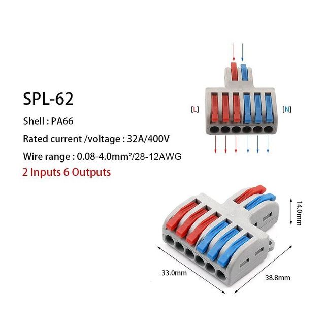 5/10pcs/lot SPL-42/62 Miniature Fast Wire Connector Universal Wiring Cable Connector Push In Connector Terminal Block Wire Connectors