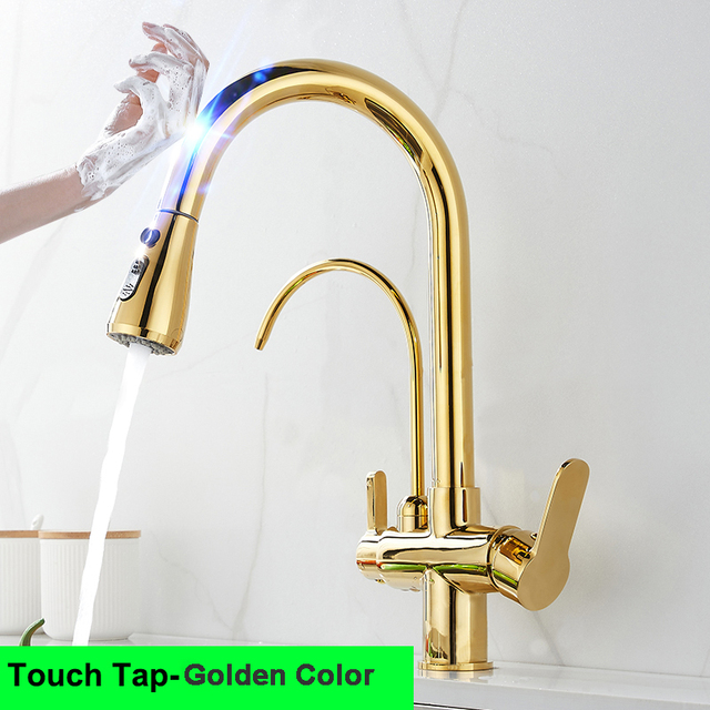 Smart Touch Filter Kitchen Mixer Tap Quality Brass Hot Cold Gold Kitchen Mixer Faucets Sensor Touch Pull Out Faucet Kitchen Tap