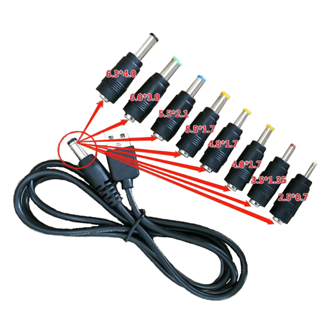 Power Cord Connector USB Port to 6.3*4.0mm 6.0*3.0mm 2.5*0.7mm 3.5*1.35mm 4.0*1.7mm 5.5*2.1mm DC Barrel Jack 5V 3.5mm