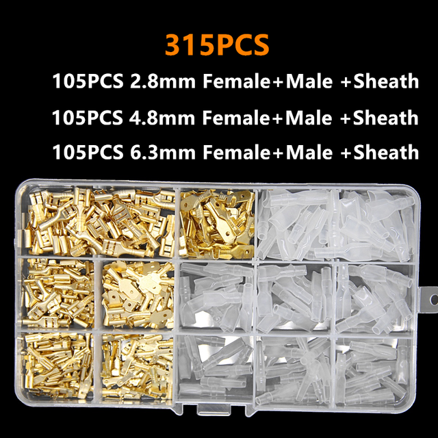 270/315/450/900pcs 2.8/4.8/6.3mm Crimp Terminals Insulated Seal Electrical Wire Connectors Crimp Terminal Connector Assortment