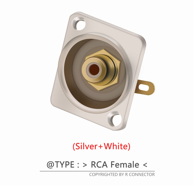 Premium Board Mount RCA Connector Female, Silver RCA Female Socket, Red and White Colors Available, 50 Pieces