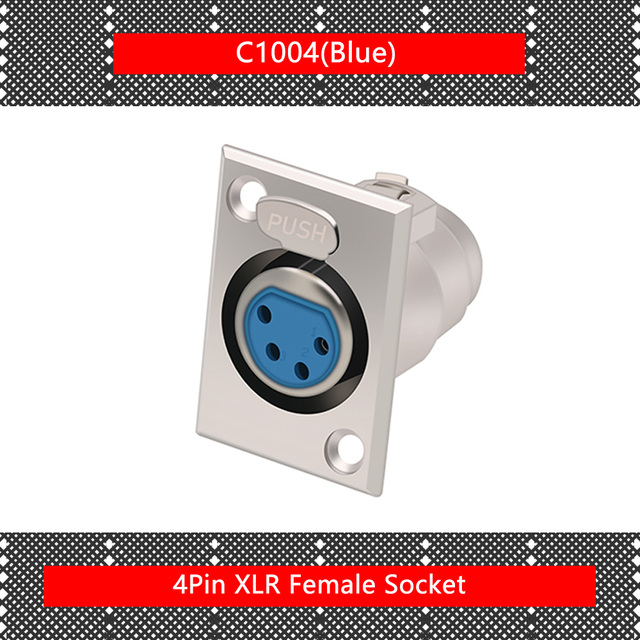 10pcs/lot XLR Female Panel Mount Connector 4 Pin XLR Plug Metal Nickel Plated XLR Chassis Wholesale