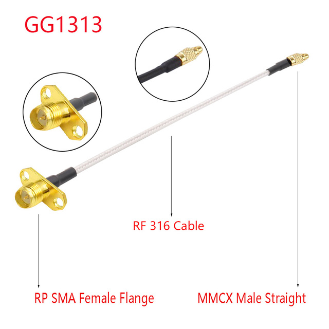 10pcs RG316 Coaxial Cable MMCX to SMA/RP-SMA Female Flange Panel Mount FPV Antenna Extension Cord for TBS Unite Pandark VTX