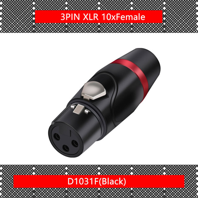 10pcs XLR Black 3 Pin Male and Female Connector Adapter for Camcorder Signal Light Application HIFI Audio