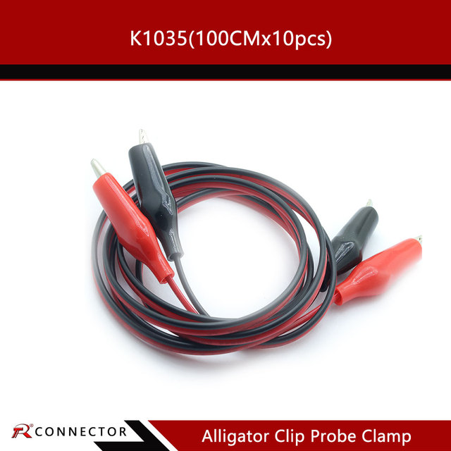 10pcs/lot 1m Test Leads With Alligator Clip Double End Jumper Electrical Wire Cable Connector Wire Circuit Experiment