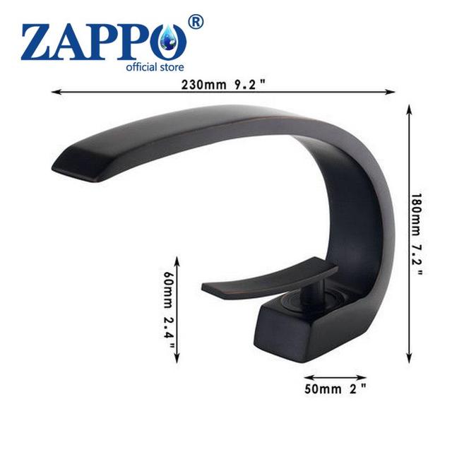 ZAPPO Chrome Polish Stream Solid Brass Wash Basin Design Bathroom Deck Mount Sink Faucet Mixer Black Nickel Brush Tap