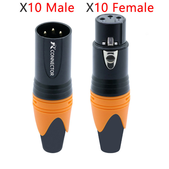 20pcs/10sets 10pcs 3 Pin XLR Female Jack + 10pcs Male Plug Professional 3 Pole XLR Socket Plug Microphone Connector Wholesale